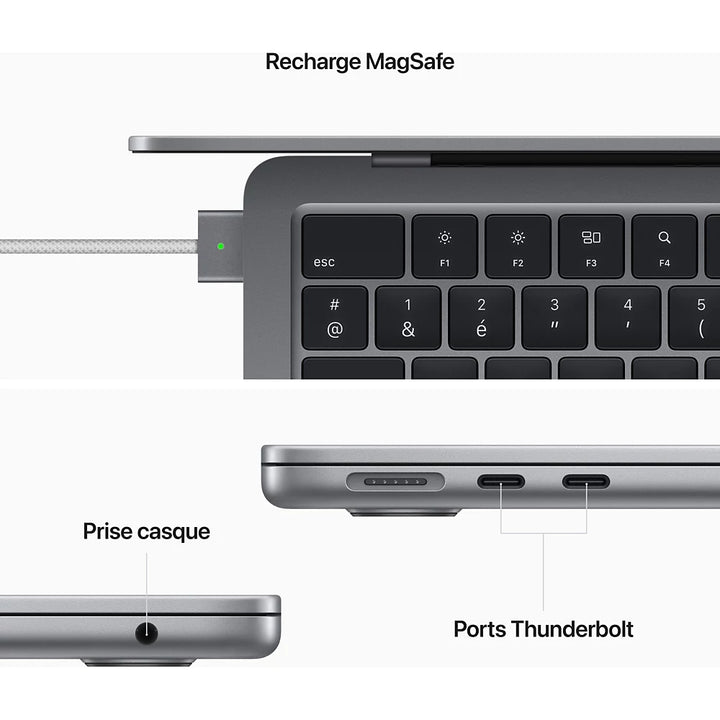 Ordinateur Apple MACBOOK Air 13' M2 8Go RAM 256Go SSD Gris Reconditionné