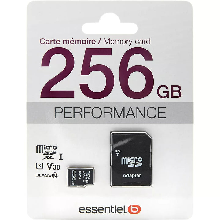 Carte Micro SD ESSENTIELB 256GO Micro SDXC Performances