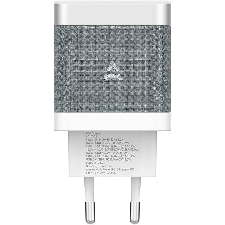 Chargeur secteur ADEQWAT USB-A et USB-C 45W